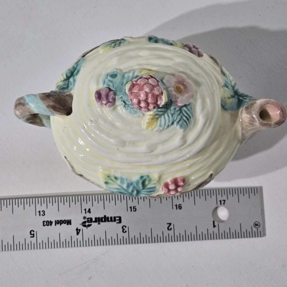 Vintage Blackberry Basketweave Creamer Sugar Bowl‎ Set 1988 Cottagecore Berry